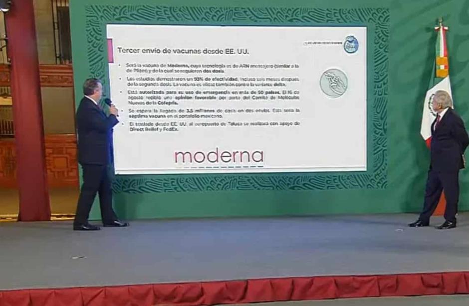 Estados Unidos enviará 3.5 millones de vacunas contra Covid-19 de Moderna a México