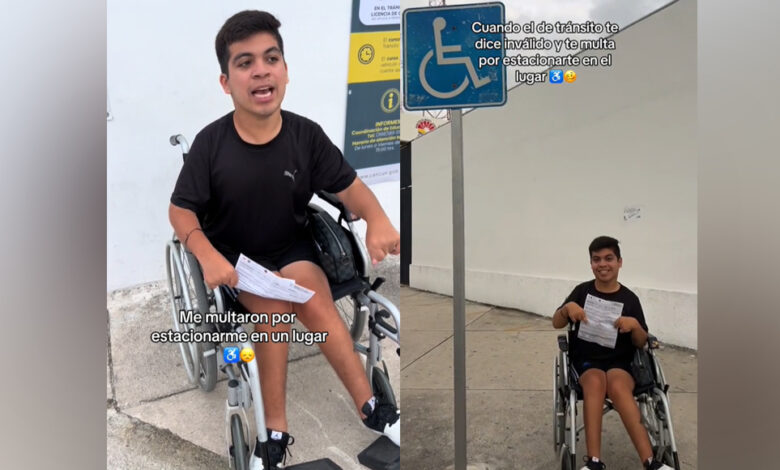 Policía de Cancún multa a joven en silla de rueda por estacionarse en lugar reservado para personas con discapacidad