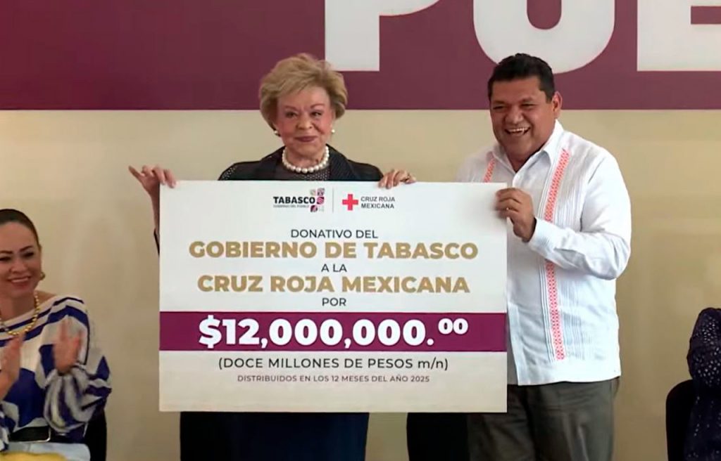 Gobierno de Tabasco duplica donativo a la Cruz Roja Mexicana, 12 mdp para salvar vidas