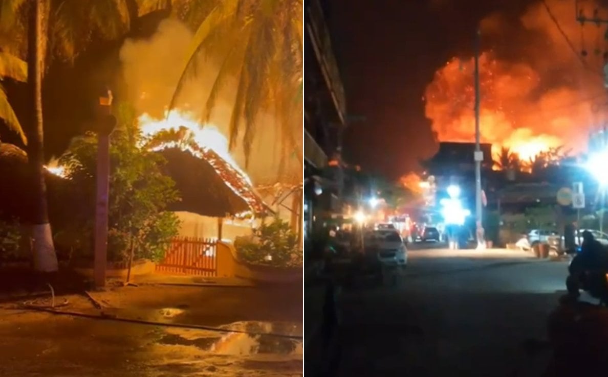 VIDEO: Entre 60 y 70 establecimientos se incendian en Punta Zicatela, Oaxaca